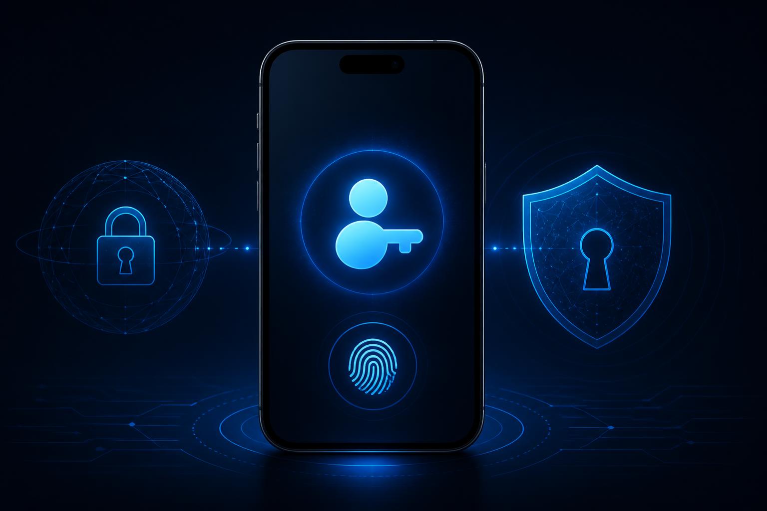Smartphone showing secure passkey authentication