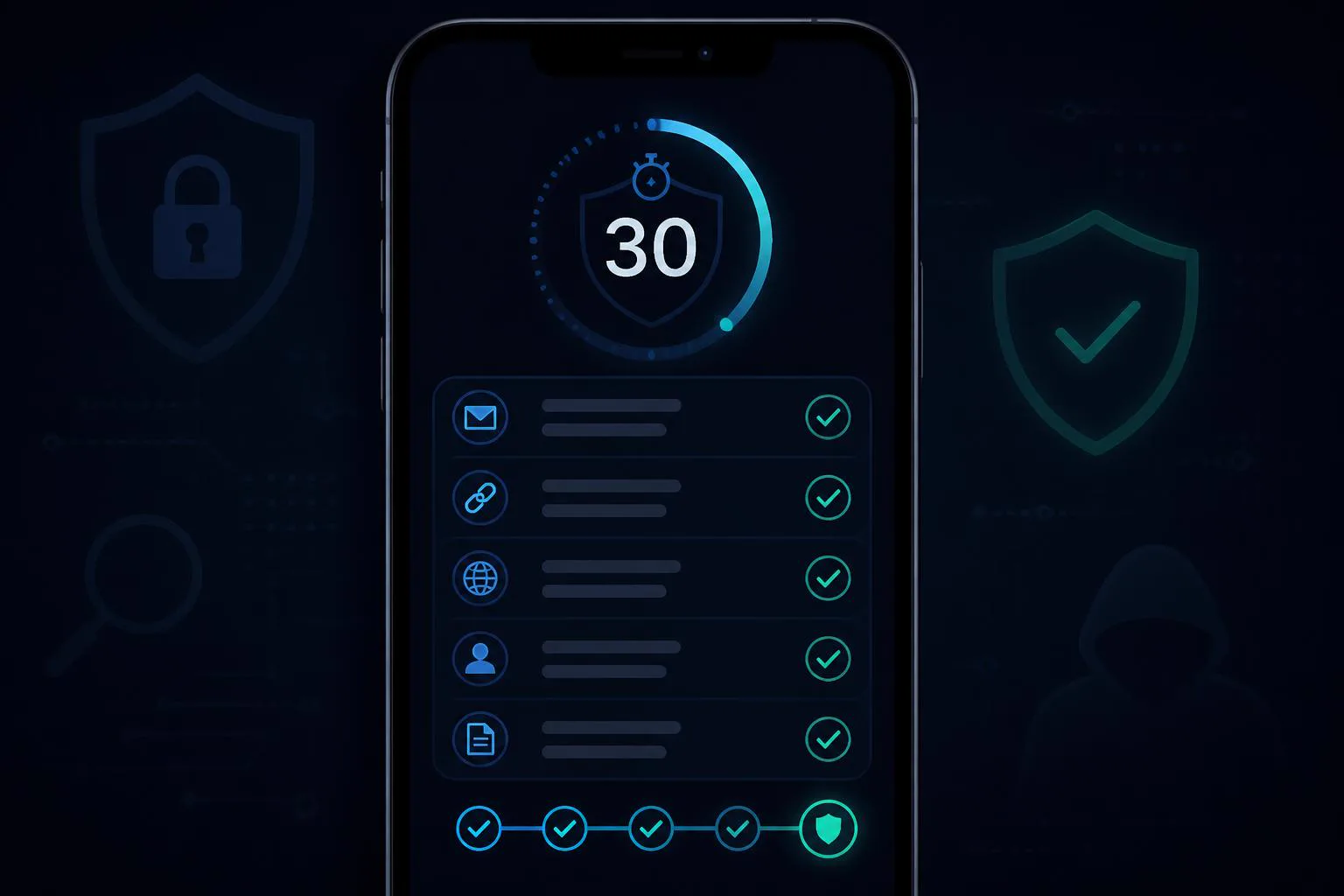 30-second scam check routine checklist on a mobile device