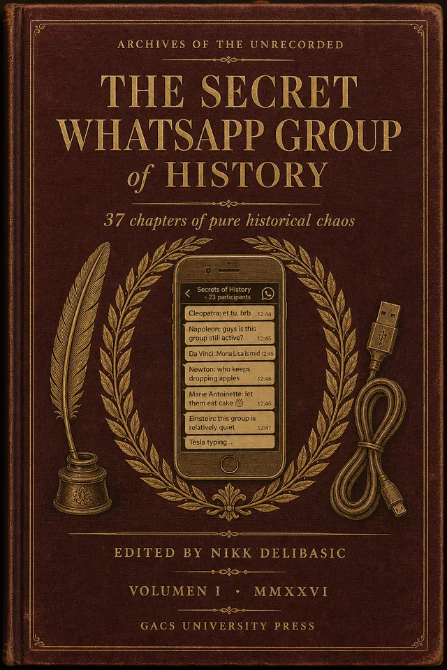 Cover of The Secret WhatsApp Group of History — the free GACS anti-scam study book